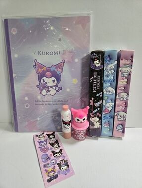 Kuromi Purple Notebook, 3 Sanrio Blind Box Pena & 2 Kuromi Lippies NWT